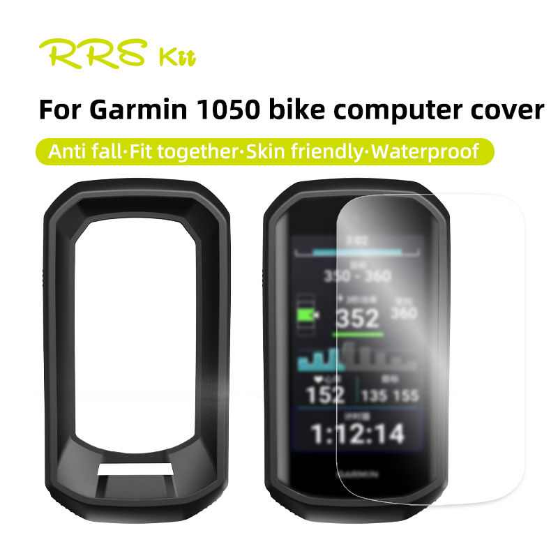 Tablet Accessories - สำหรับ Garmin 1050ฝาครอบป้องกันซิลิโคนสำหรับจักรยานคอมพิวเตอร์เคสป้องกันมีขอบแบบนิ่มฟิล์มป้องกันหน้าจออุปกรณ์เสริมการขี่จักรยาน