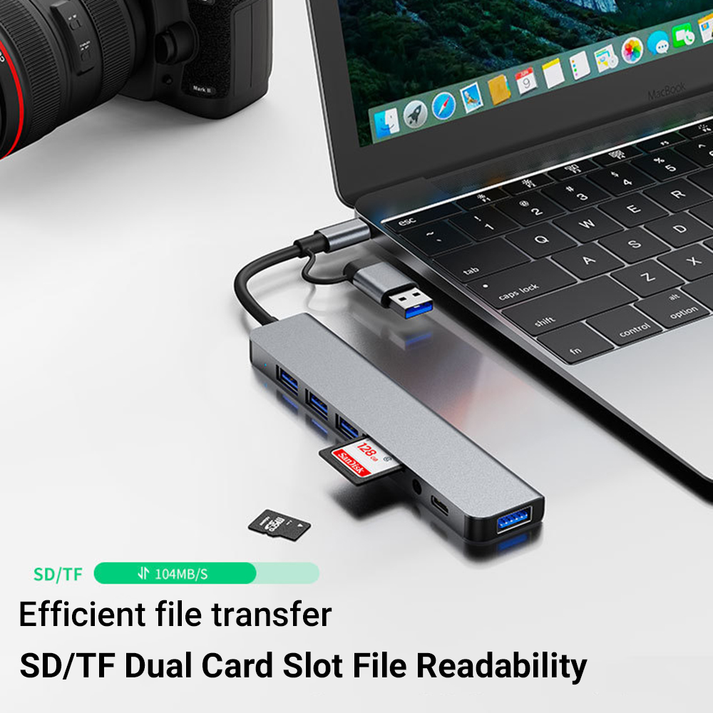 ฮับด็อกกิ้ง 8 in 2 USB + Type  - Microsd Card Tablet บทวิจารณ์และราคา